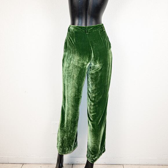 Reformation Wes Velvet Wide-Leg Pants in Green size 0 Petite - Picture 11 of 11